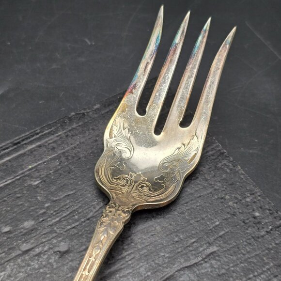 Antique Silverplate Rogers AA Serving Fork With Intricate Floral Design HS274 - Picture 3 of 9